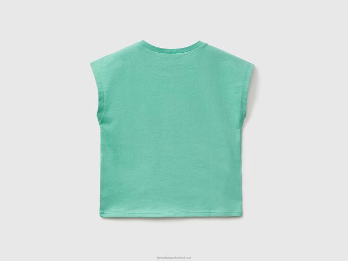 kinderen Benetton gestreept snoopy-t-shirt groente 4R625559