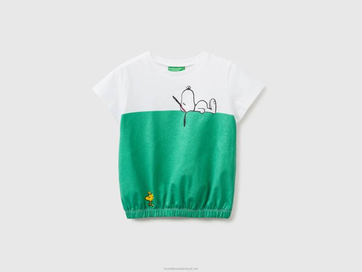 kinderen Benetton peanuts t-shirt met elastiek aan de onderkant groente 4R625575