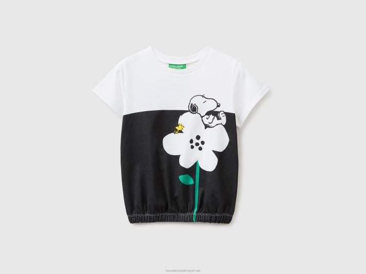 kinderen Benetton peanuts t-shirt met elastiek aan de onderkant zwart 4R625601