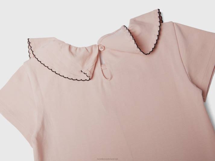 kinderen Benetton t-shirt met kraag met ruches zacht roze 4R622863