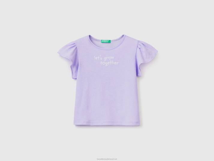 kinderen Benetton t-shirt met print van linnenmix lila 4R625598
