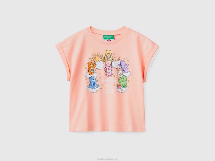 kinderen Benetton t-shirt met troetelbeertjes print zacht roze 4R625597