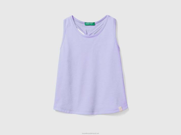 kinderen Benetton tanktop met knoop op de rug van gerecyclede stof lila 4R625574
