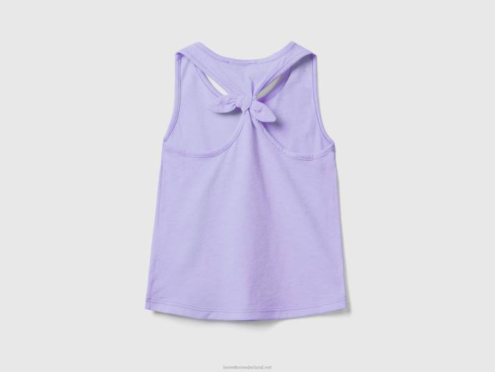 kinderen Benetton tanktop met knoop op de rug van gerecyclede stof lila 4R625574