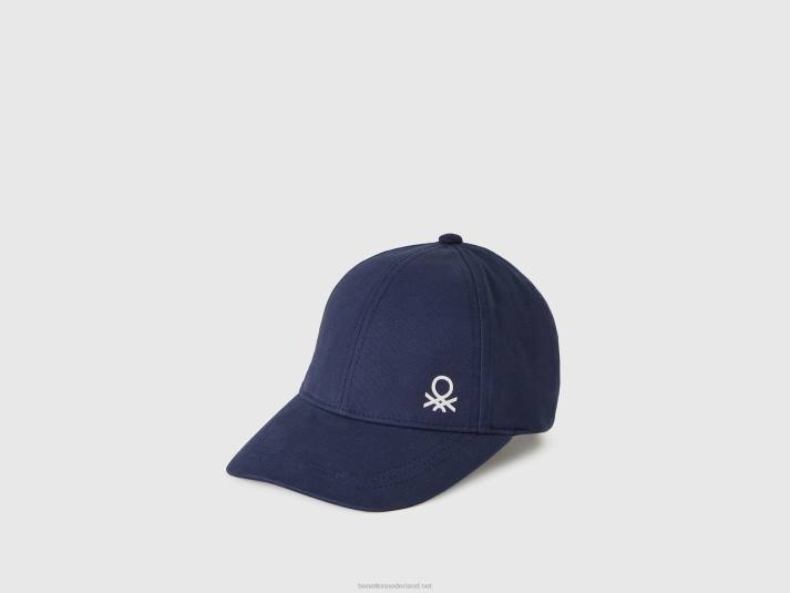 kinderen Benetton katoenen hoed met rand donkerblauw 4R622089