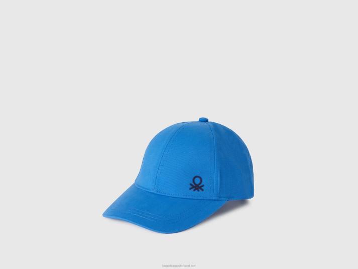 kinderen Benetton katoenen hoed met rand helderblauw 4R622084