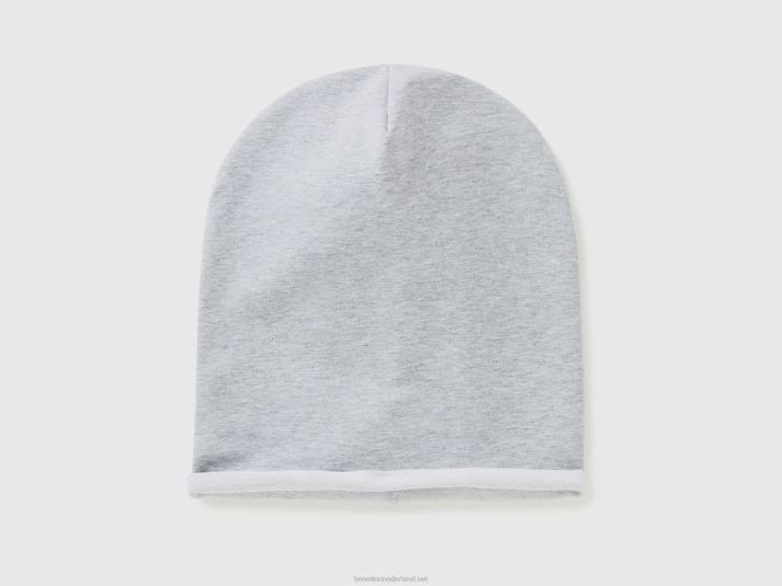 kinderen Benetton muts van stretchkatoen lichtgrijs 4R622074
