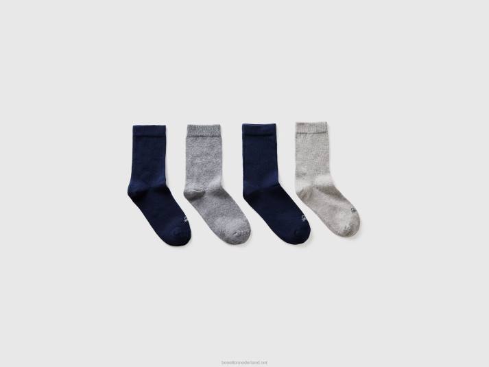 kinderen Benetton vier paar grijze en blauwe sokken veelkleurig 4R622093