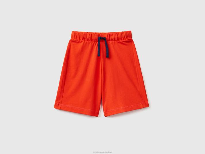 kinderen Benetton Bermuda's van 100% katoen rood koraal 4R621981