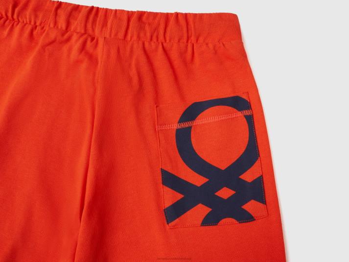 kinderen Benetton Bermuda's van 100% katoen rood koraal 4R621981