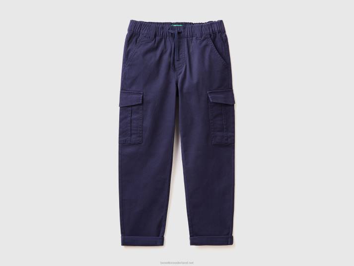 kinderen Benetton Cargobroek van stretchkatoen donkerblauw 4R621948