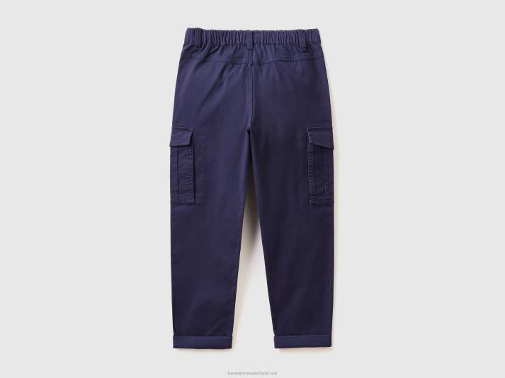 kinderen Benetton Cargobroek van stretchkatoen donkerblauw 4R621948