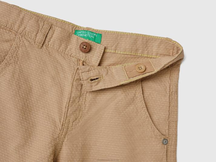 kinderen Benetton Short met microdessin van linnenmix beige 4R621966