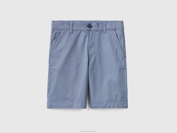 kinderen Benetton Slim-fit short met micropatroon luchtmacht blauw 4R621991