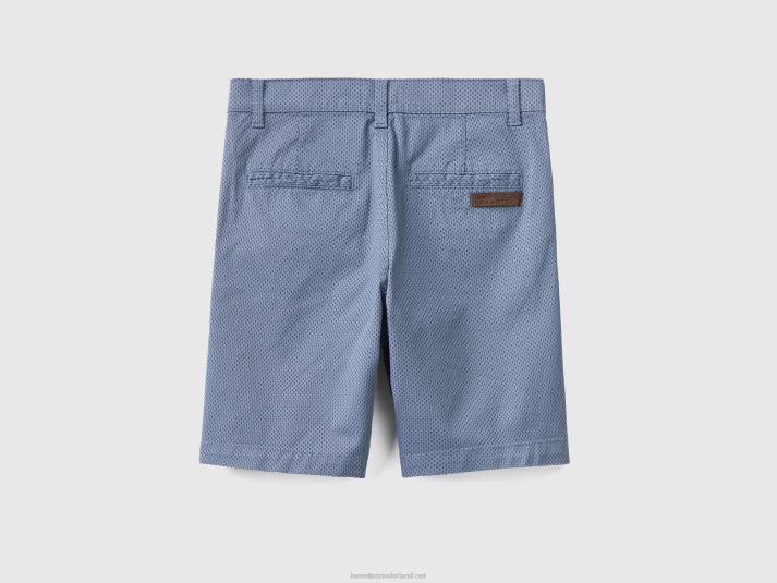 kinderen Benetton Slim-fit short met micropatroon luchtmacht blauw 4R621991