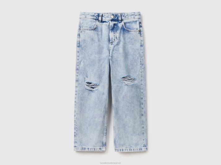 kinderen Benetton baggy fit jeans met scheuren lichtblauw 4R624959