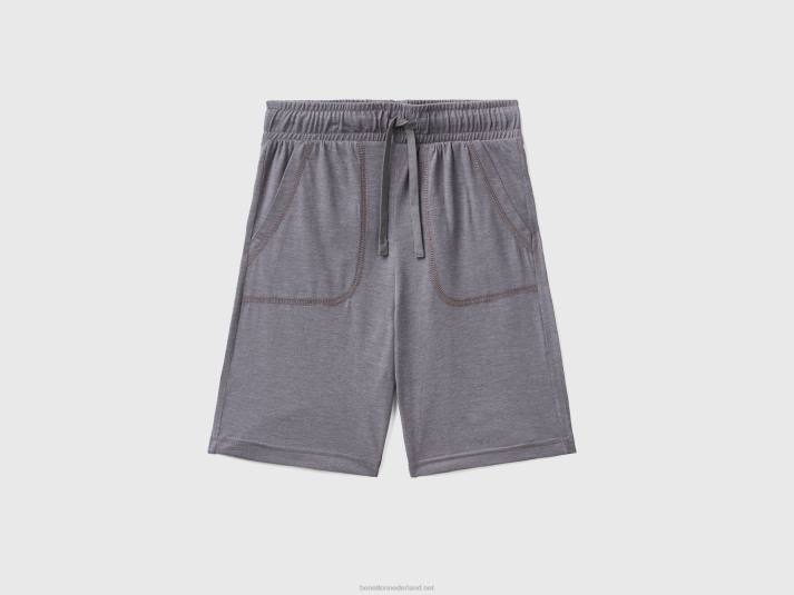 kinderen Benetton bermuda's van gerecyclede stof met zak grijs 4R621955