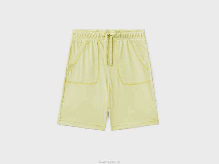 kinderen Benetton bermuda's van gerecyclede stof met zak limoen 4R621964