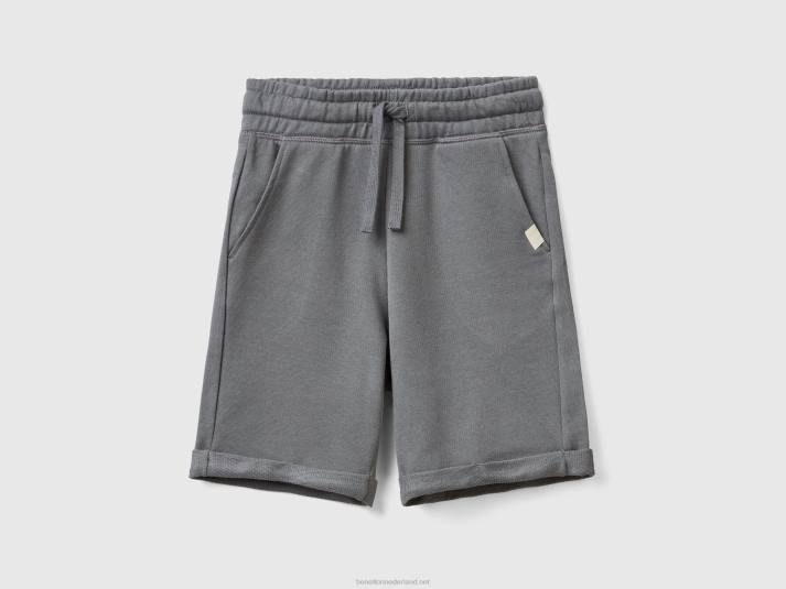 kinderen Benetton bermuda's van zuiver katoenen sweatstof donkergrijs 4R621959