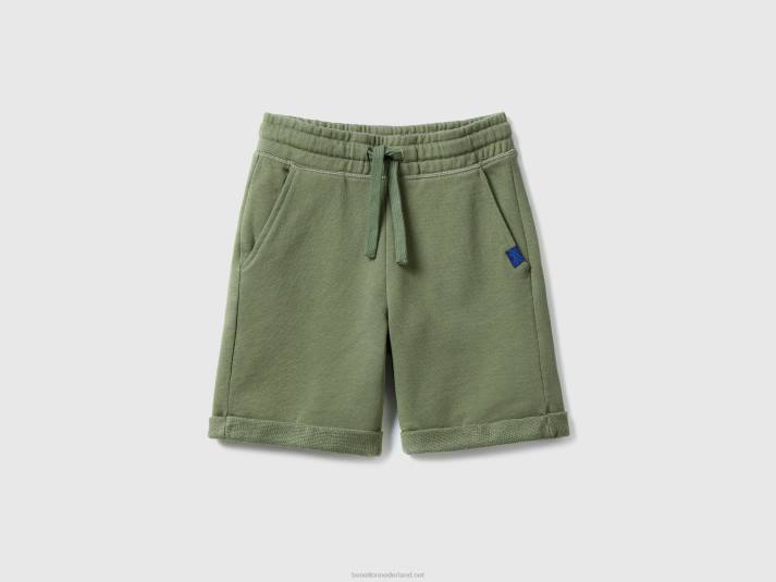 kinderen Benetton bermuda's van zuiver katoenen sweatstof militair groen 4R621988