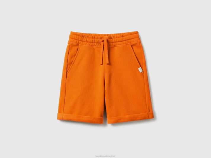 kinderen Benetton bermuda's van zuiver katoenen sweatstof oranje 4R621969