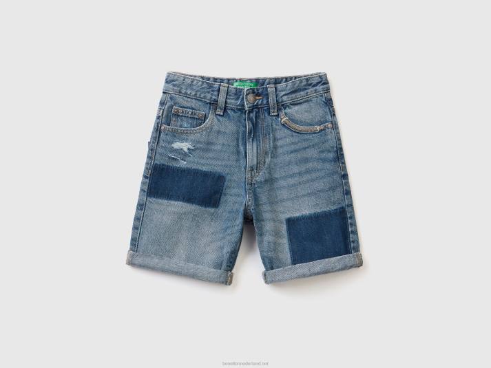 kinderen Benetton denim bermuda's met scheuren lichtblauw 4R624964