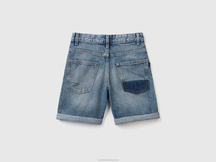 kinderen Benetton denim bermuda's met scheuren lichtblauw 4R624964