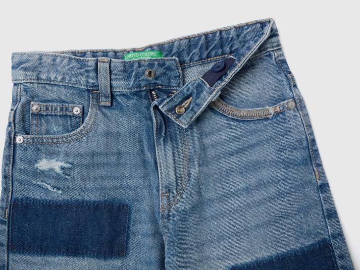 kinderen Benetton denim bermuda's met scheuren lichtblauw 4R624964