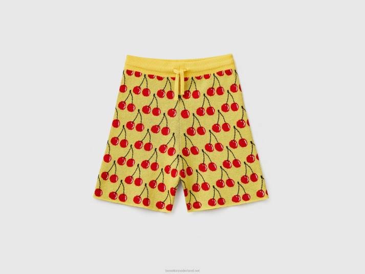 kinderen Benetton gele bermuda's met kersenpatroon geel 4R622000