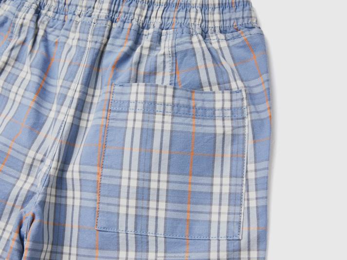 kinderen Benetton geruite short van 100% katoen luchtmacht blauw 4R621951
