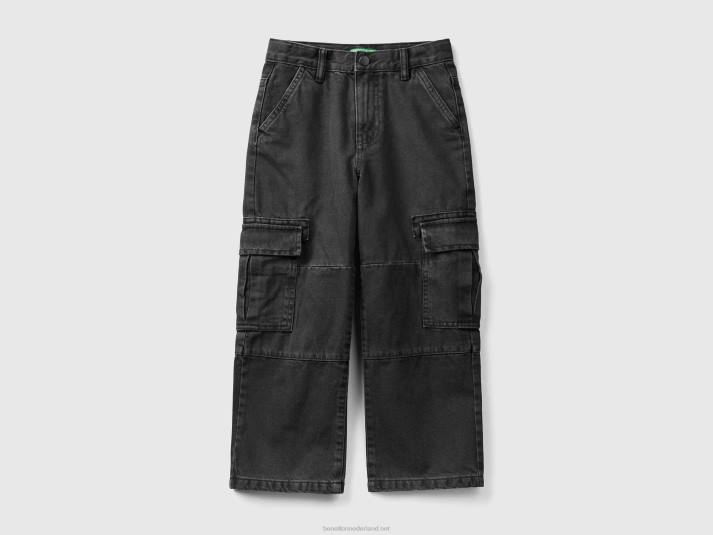 kinderen Benetton losvallende cargobroek donkergrijs 4R621954