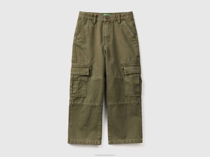 kinderen Benetton losvallende cargobroek militair groen 4R624936