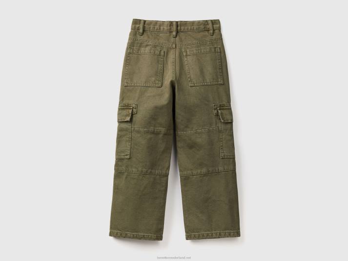 kinderen Benetton losvallende cargobroek militair groen 4R624936