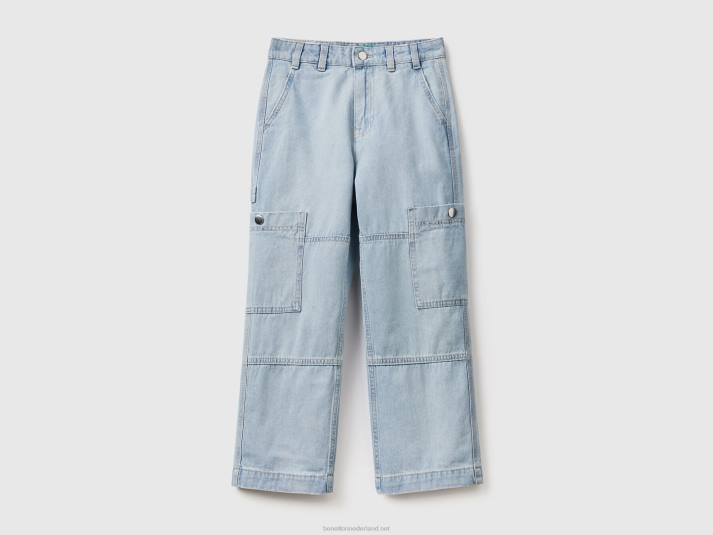 kinderen Benetton losvallende cargojeans lichtblauw 4R622002
