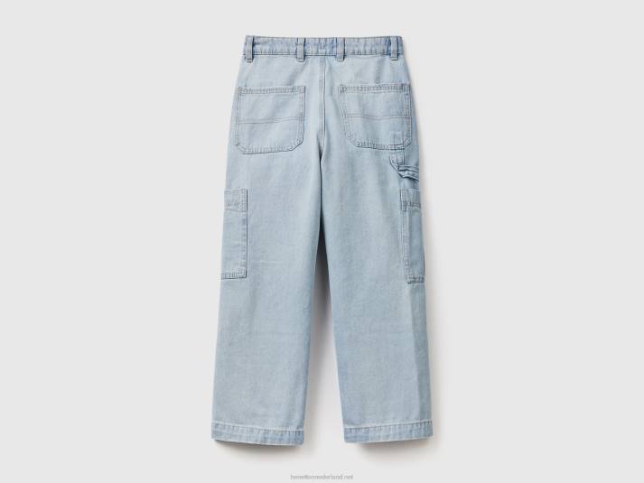 kinderen Benetton losvallende cargojeans lichtblauw 4R622002