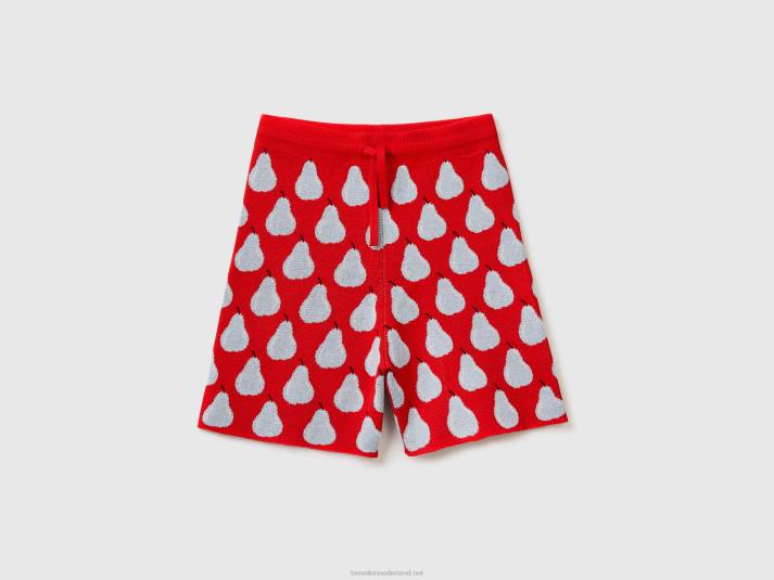 kinderen Benetton rode bermuda's met perenpatroon rood 4R621971