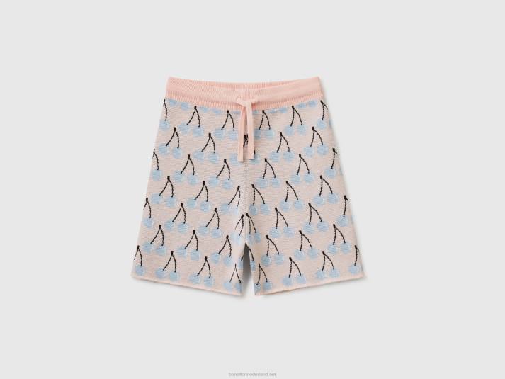 kinderen Benetton roze bermuda's met kersenpatroon roze 4R621972
