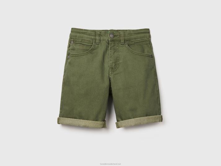 kinderen Benetton slim fit bermuda's militair groen 4R621978