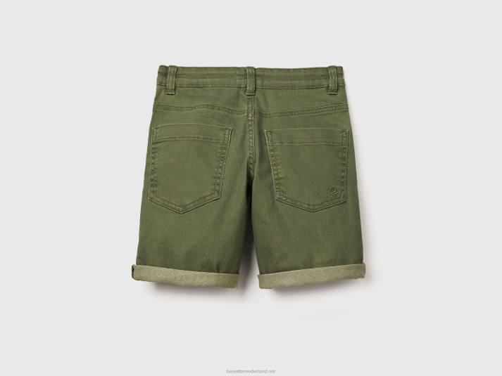 kinderen Benetton slim fit bermuda's militair groen 4R624937