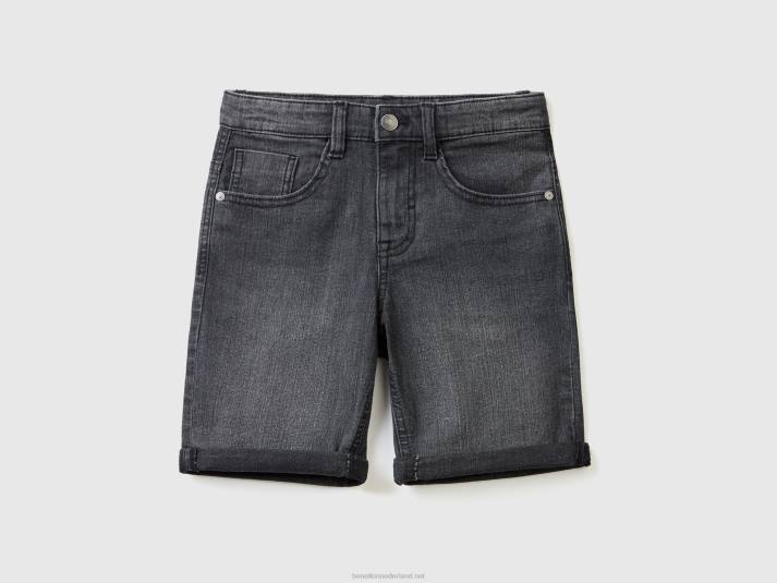 kinderen Benetton slim fit bermuda's van "eco-recycle" denim zwart 4R624940