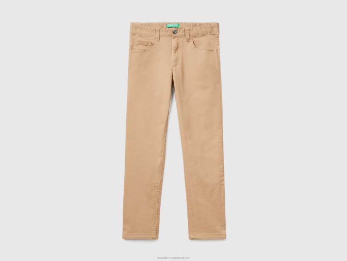 kinderen Benetton slimfit broek met vijf zakken kameel 4R624961