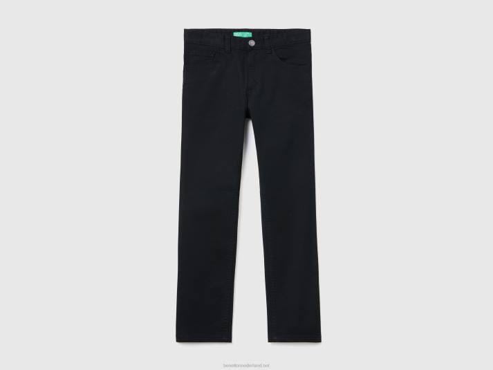 kinderen Benetton slimfit broek met vijf zakken zwart 4R624924