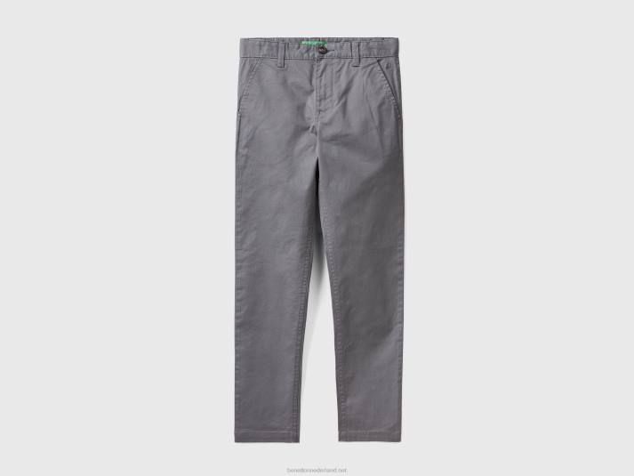 kinderen Benetton slimfit chino van stretchkatoen donkergrijs 4R624962