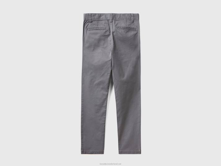 kinderen Benetton slimfit chino van stretchkatoen donkergrijs 4R624962