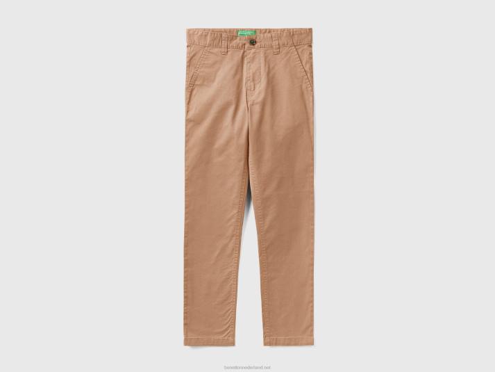 kinderen Benetton slimfit chino van stretchkatoen kameel 4R621992
