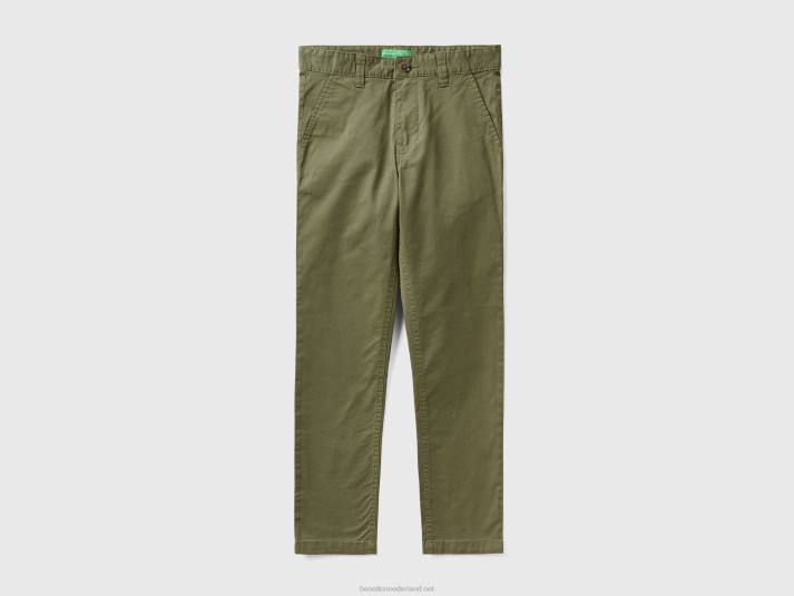 kinderen Benetton slimfit chino van stretchkatoen militair groen 4R621976