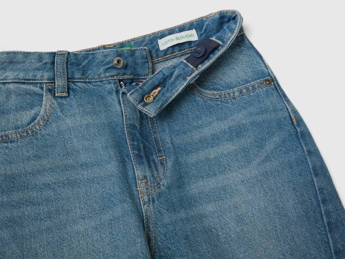 kinderen Benetton slouchy fit spijkerbroek blauw 4R621984