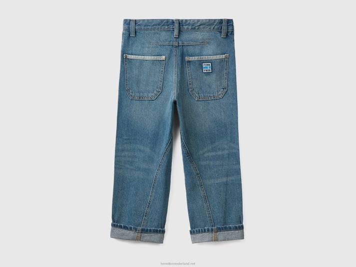 kinderen Benetton slouchy fit spijkerbroek blauw 4R624930
