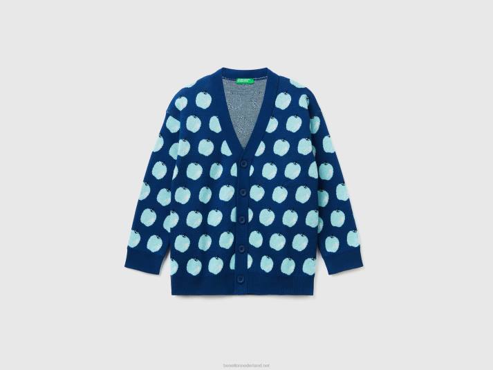 kinderen Benetton blauw vest met appelpatroon blauw 4R623402