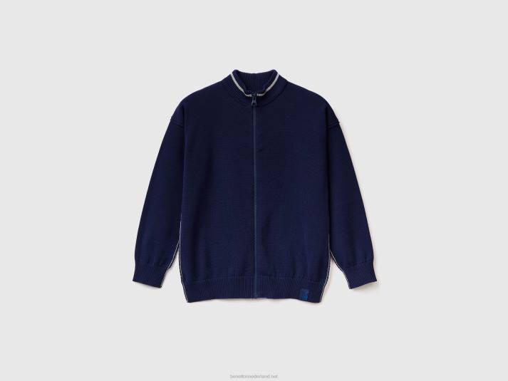 kinderen Benetton katoenen vest met ritssluiting donkerblauw 4R623412